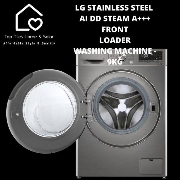 LG Stainless Steel AI DD Steam A+++ Front Loader Washing Machine - 9kg