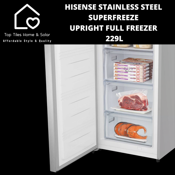 Hisense Stainless Steel SuperFreeze Upright Full Freezer - 229L