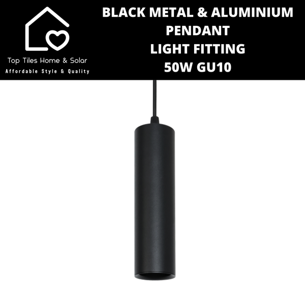 Black Metal & Aluminium Pendant Light Fitting - 50W GU10
