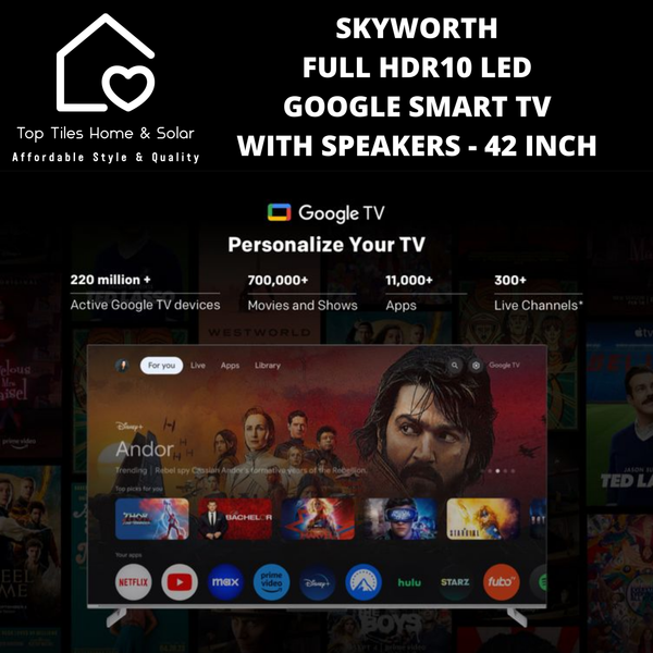 Skyworth Full HDR10 LED Google Smart TV with Speakers - 42 Inch
