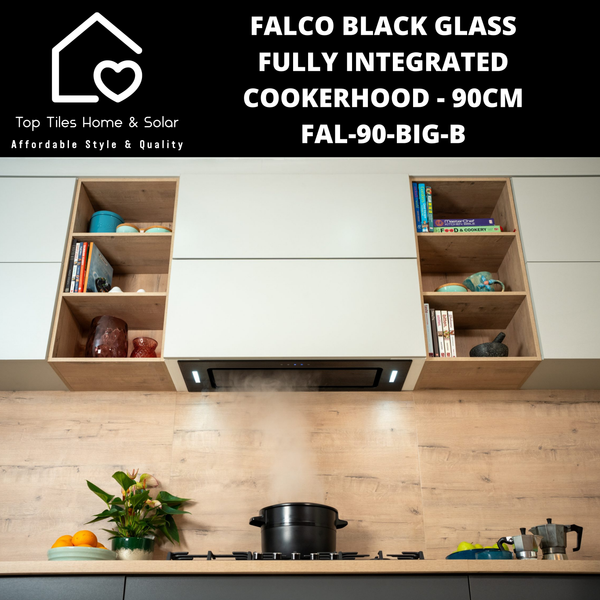 Falco Black Glass Fully Integrated Cookerhood - 90cm FAL-90-BIG-B