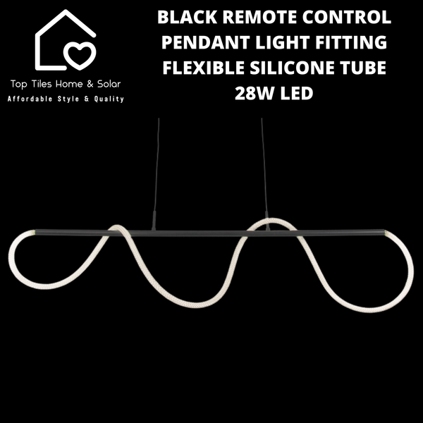 Black Remote Control Pendant Light Fitting Flexible Silicone Tube - 28W LED