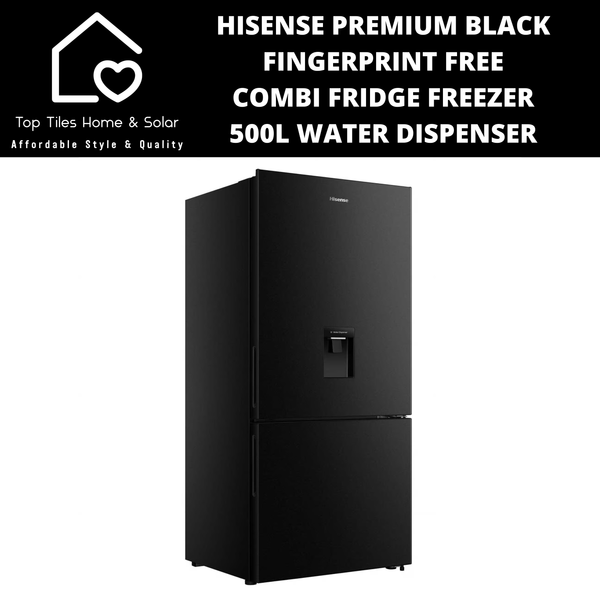 Hisense Premium Black FF Combi Fridge Bottom Freezer  - 500L Water Dispenser