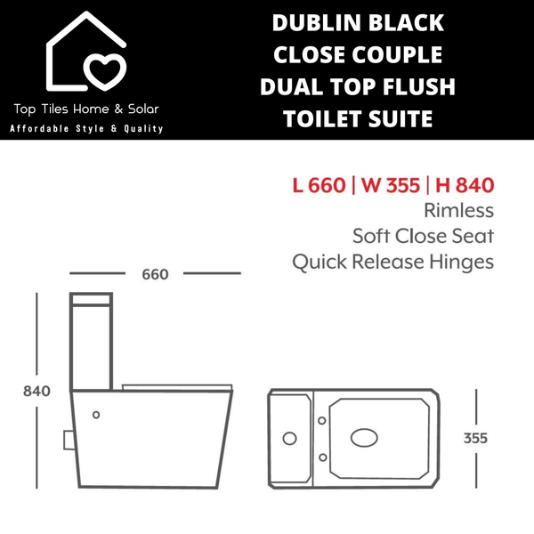 Dublin Black Close Couple Dual Top Flush Toilet Suite