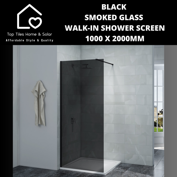 Smoked Glass Walk-in Shower Screen - 1000 x 2000mm