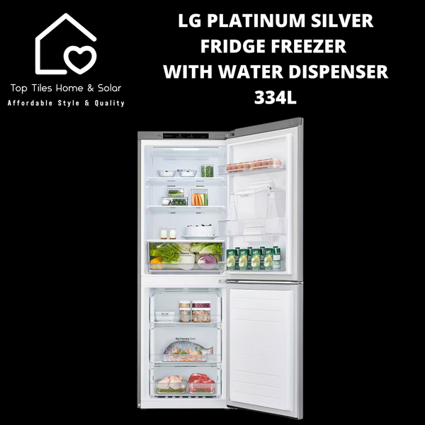 LG Platinum Silver Fridge Freezer with Water Dispenser - 334L