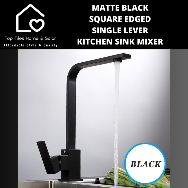Matte Black Square Edged Single Lever Kitchen Sink Mixer