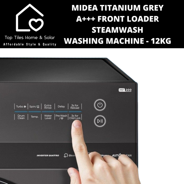 Midea Titanium Grey A+++ Front Loader SteamWash Washing Machine - 12kg