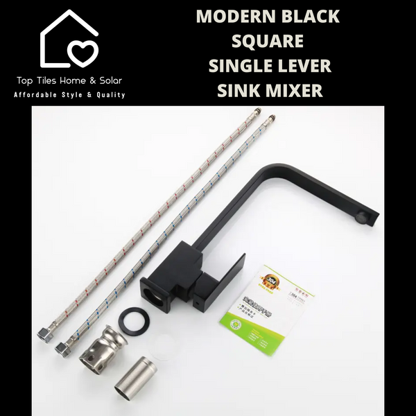 Modern Black Square Single Lever Sink Mixer