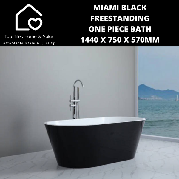 Miami Black Freestanding One Piece Bath - 1440 x 750 x 570mm