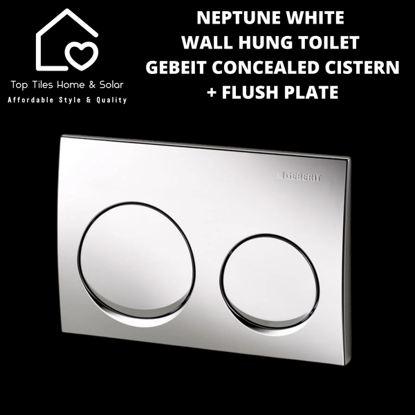 Neptune White Wall Hung Toilet With Geberit Concealed Cistern & Dual Flush Plate