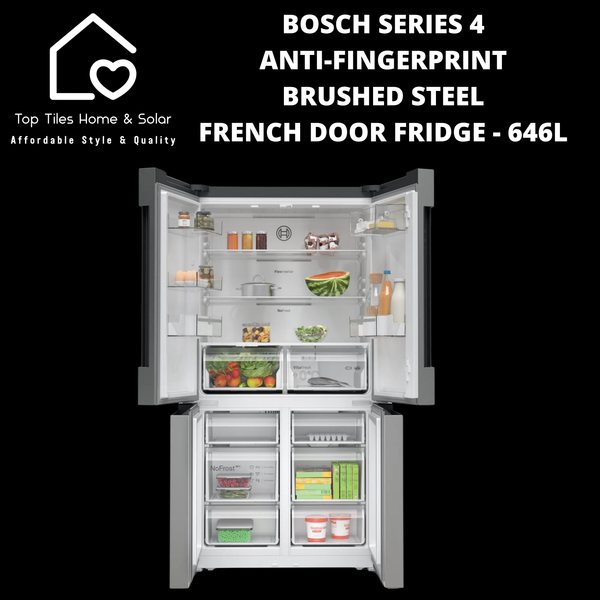 Bosch Series 4 - Anti-Fingerprint Brushed Steel French Door Fridge - 646L