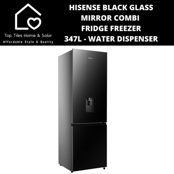 Hisense Black Mirror Combi Fridge Freezer - 347L Water Dispenser