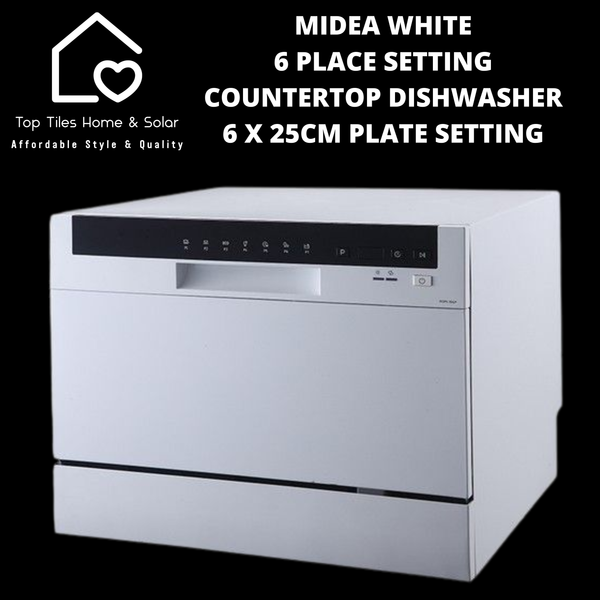 Midea White 6 Place Setting Countertop Dishwasher - 6 x 25cm Plate Setting