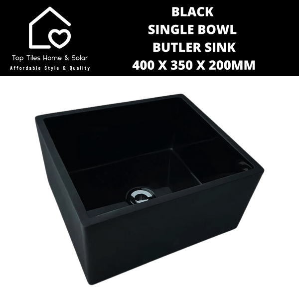 Black Single Bowl Butler Sink - 400 x 350 x 200mm