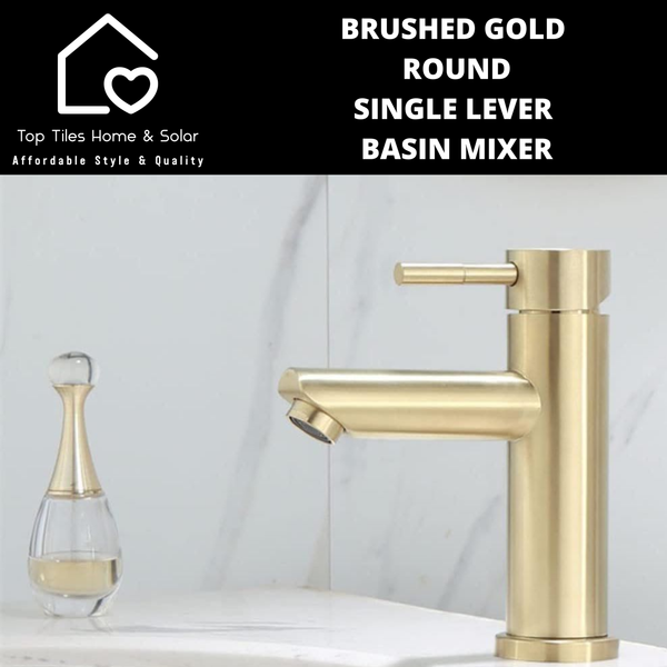 Brushed Gold Round Single Lever Basin Mixer