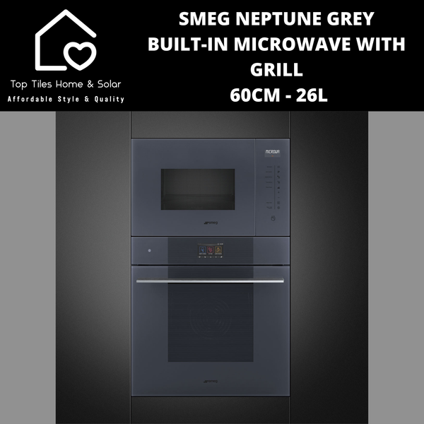 Smeg Neptune Grey Glass Built-in Microwave with Grill - 60cm - 26L