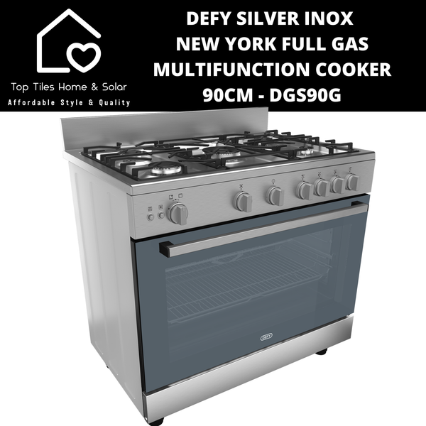 Defy Silver Inox New York Full Gas Multifunction Cooker - 90cm DGS90G