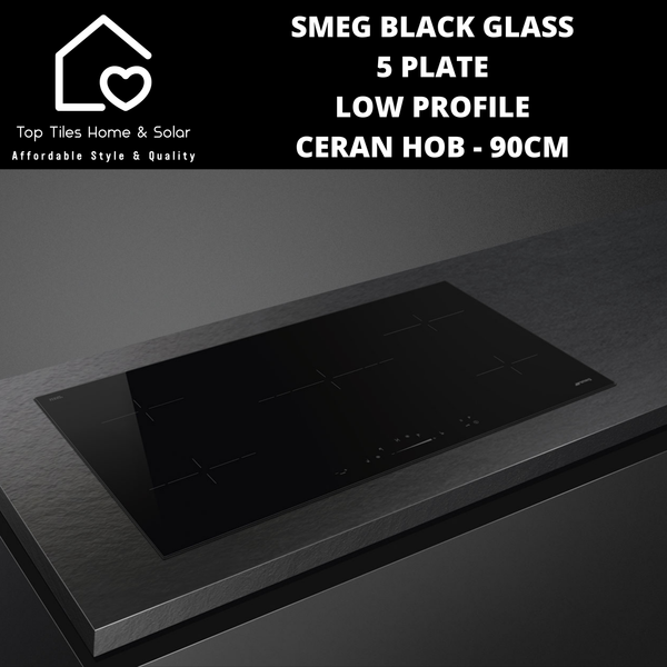 Smeg Black Glass 5 Plate Low Profile Ceran Hob - 90cm