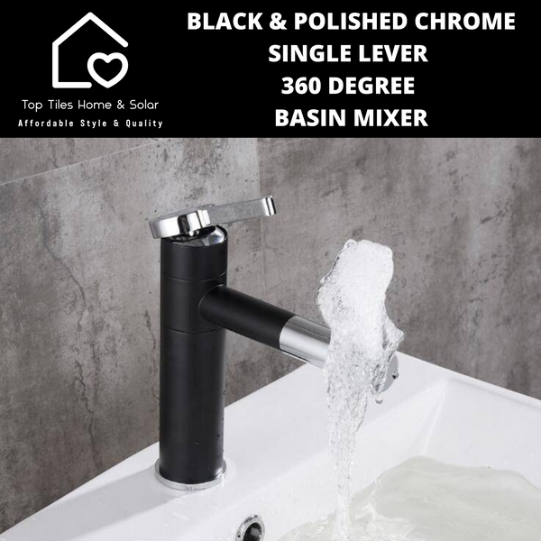 Black And Polished Chrome Single Lever 360 Basin Mixer