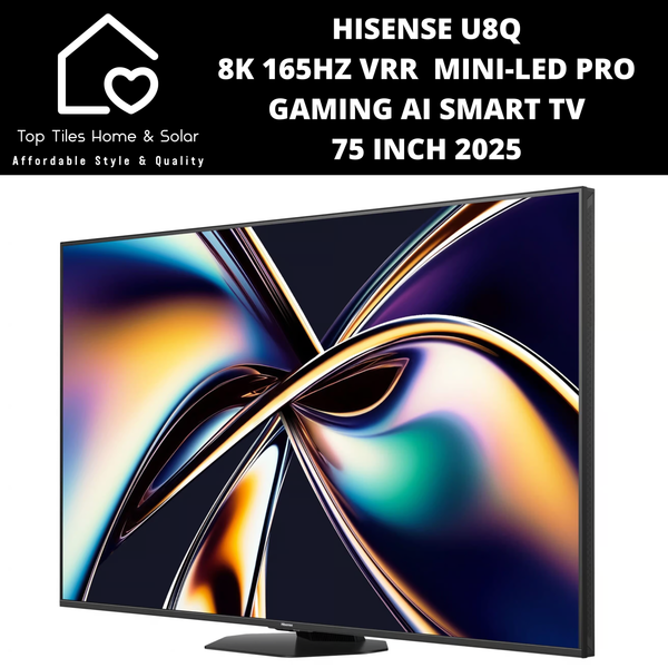 Hisense U8Q 8K 165Hz VRR Mini-LED PRO Gaming Ai Smart TV - 75 Inch 2025