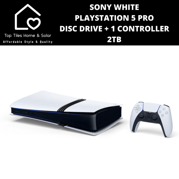 Sony White PlayStation 5 Pro + Disc Drive + 1 Controllers - 2TB