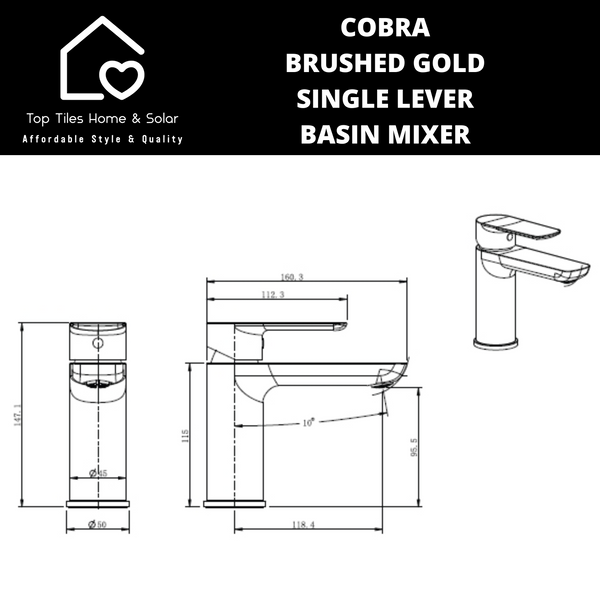 Cobra Brushed Gold Single Lever Basin Mixer