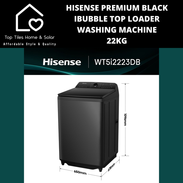 Hisense Premium Black iBubble Top Loader Washing Machine - 22kg