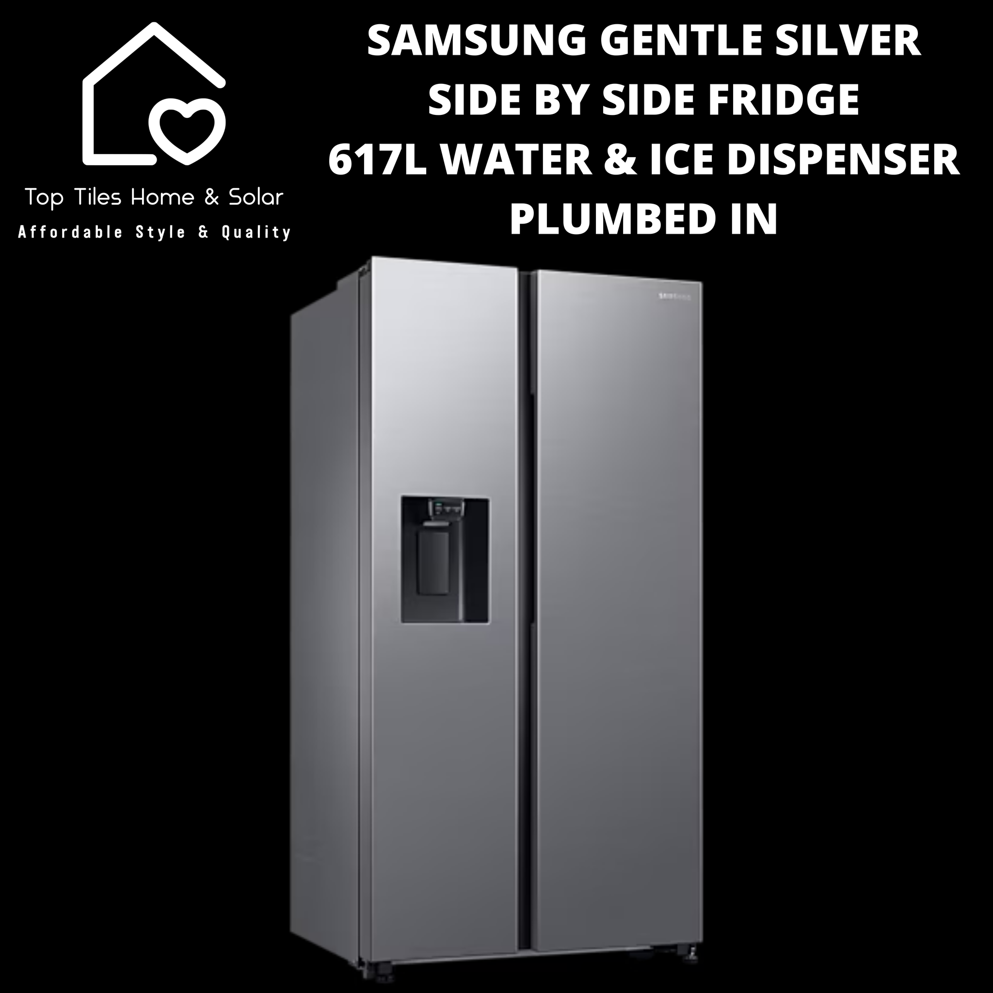 Samsung Gentle Silver Side by Side Fridge - 617L Water & Ice