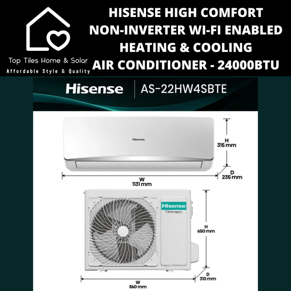 Hisense High Comfort Non-Inverter Wi-Fi Enabled Heating & Cooling Air Conditioner - 24000BTU