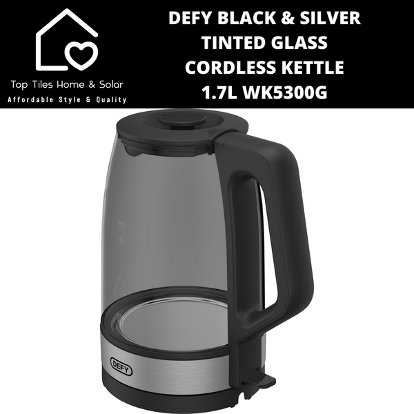 Defy Black & Silver Tinted Glass Cordless Kettle - 1.7L WK5300G