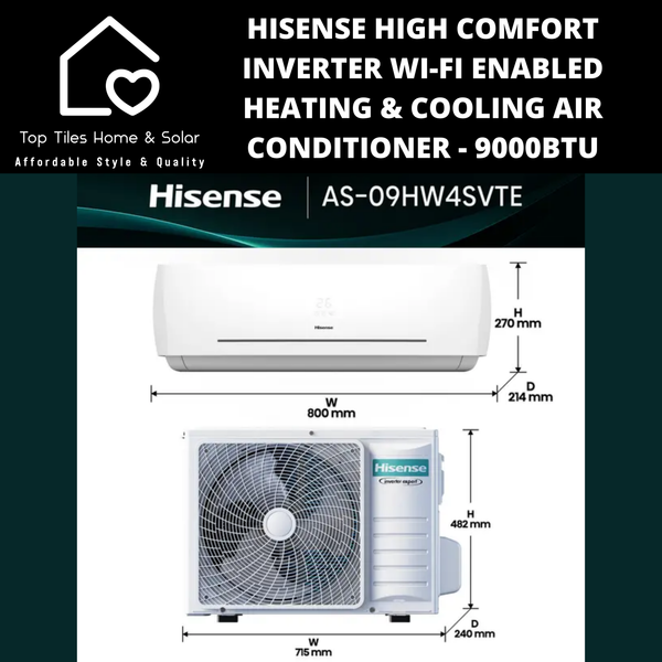 Hisense High Comfort Inverter Wi-Fi Enabled Heating & Cooling Air Conditioner - 9000BTU