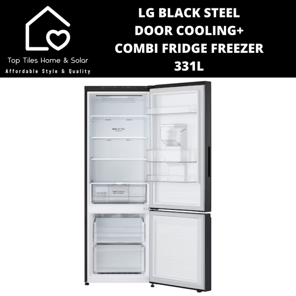 LG Black Steel Door Cooling+ Combi Fridge Freezer - 331L