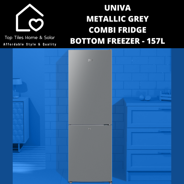Univa Metallic Grey Combi Fridge Bottom Freezer - 157L