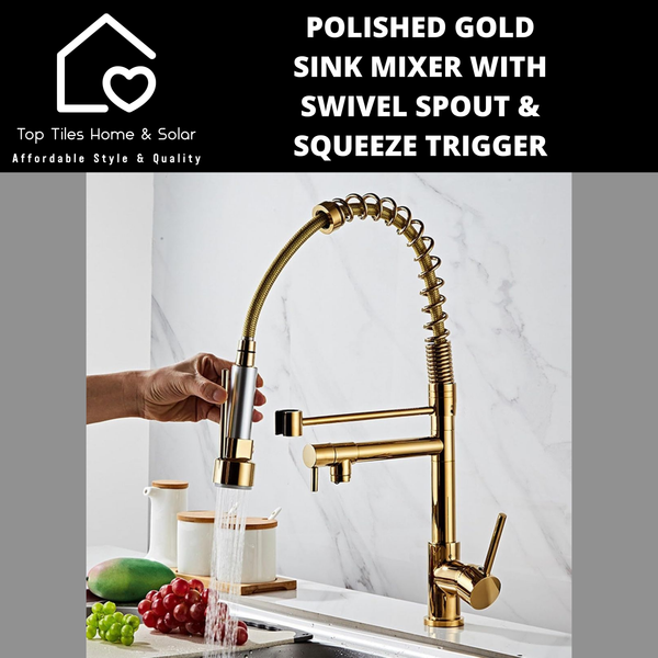 Gold Sink Mixer with Swivel Spout & Squeeze Trigger