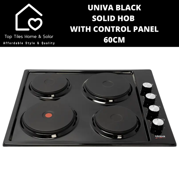 Univa Black Solid Hob with Control Panel - 60cm