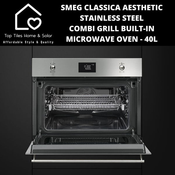 Smeg Classica Aesthetic Stainless Steel Combi Grill Microwave Oven - 40L