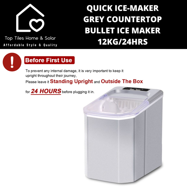 Quick Ice-Maker Grey Countertop Bullet Ice Maker - 12kg/24Hrs