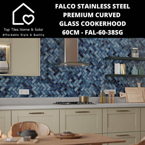 Falco Stainless Steel Premium Curved Glass Cookerhood - 60cm FAL-60-38SG