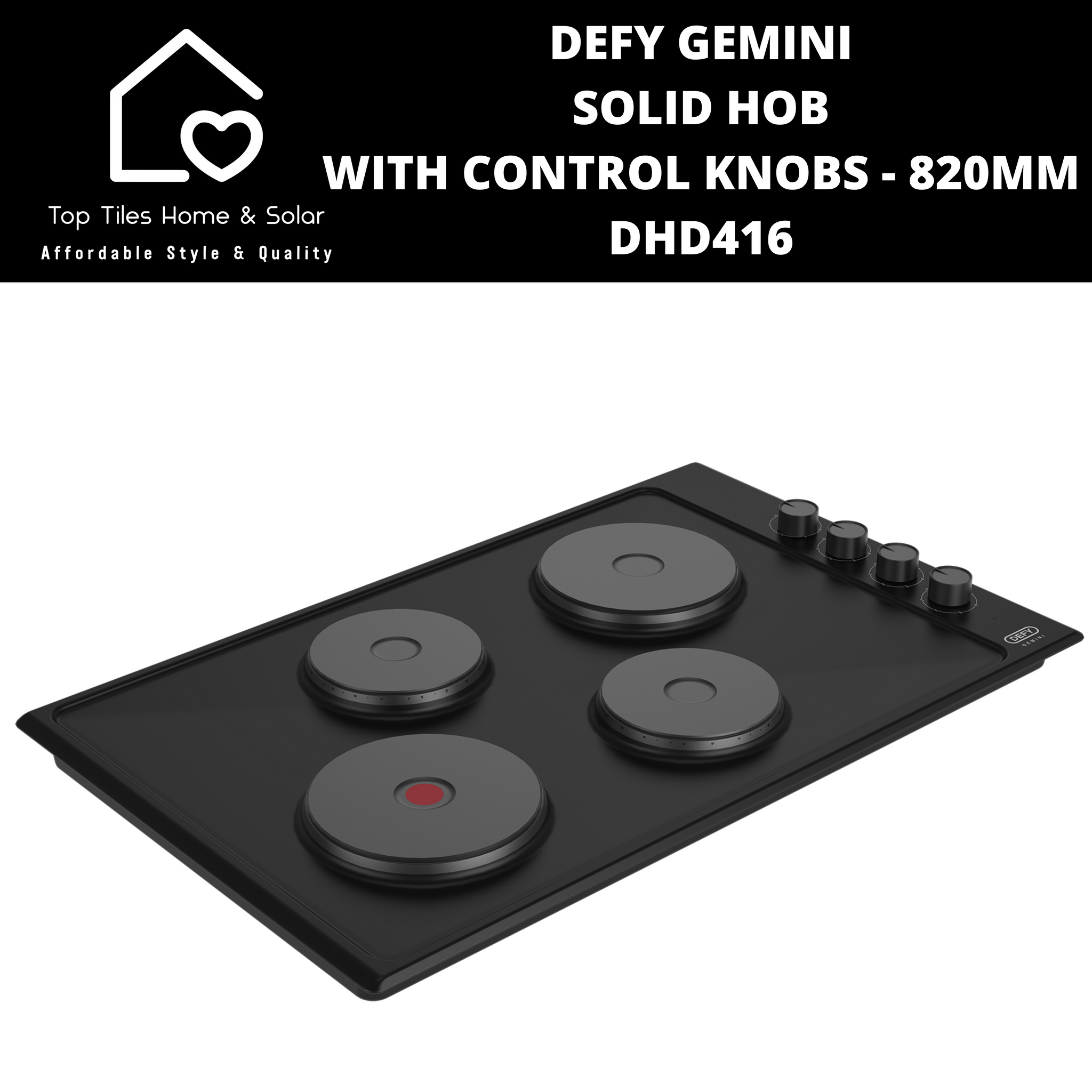 Defy Gemini Solid Hob With Control Knobs - 82cm DHD416 – Top Tiles