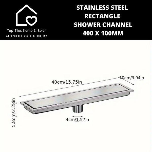 Stainless Steel Rectangle Shower Channel - 400 x 100mm
