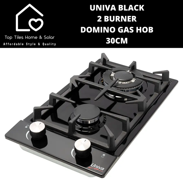 Univa Black 2 Burner Domino Gas Hob - 30cm