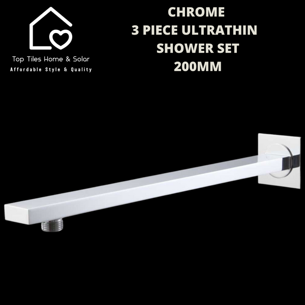 Chrome 3 Piece Ultrathin Shower Set - 200mm Square