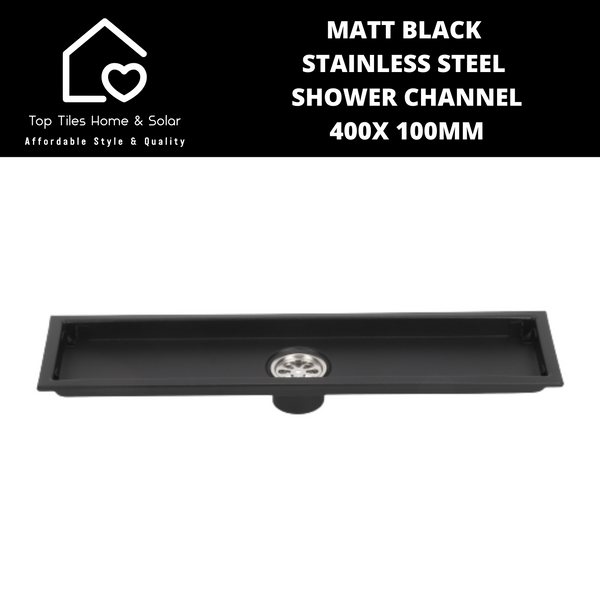Matt Black Stainless Steel Shower Channel - 400 x 100mm