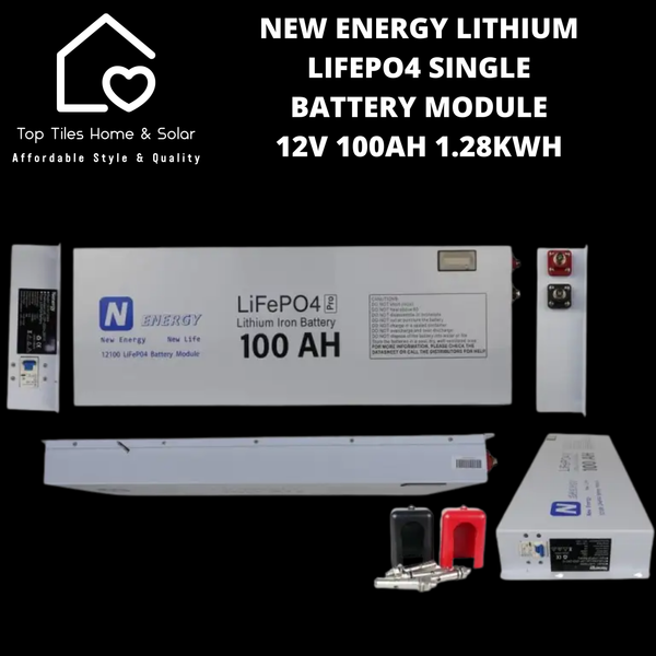New Energy Lithium LiFePo4 Single Solar Battery Module - 12V 100Ah 1.28kWh