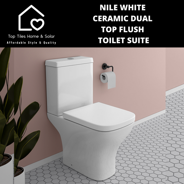Nile White Ceramic Dual Top Flush Toilet Suite