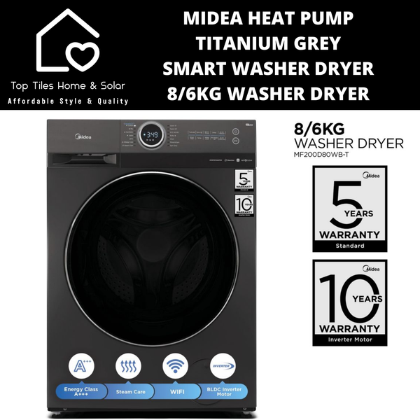 Midea Titanium Grey Smart Washer Dryer - 8/6kg Washer Dryer