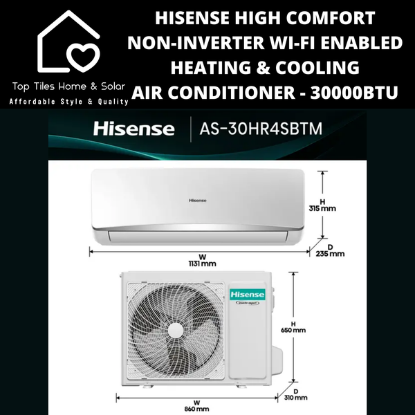 Hisense High Comfort Non-Inverter Wi-Fi Enabled Heating & Cooling Air Conditioner - 30000BTU