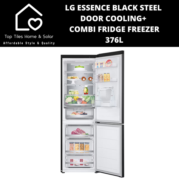 LG Essence Black Steel Door Cooling+ Fridge Freezer - 376L