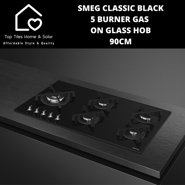 Smeg Classic Black 5 Burner Gas on Glass Hob - 90cm